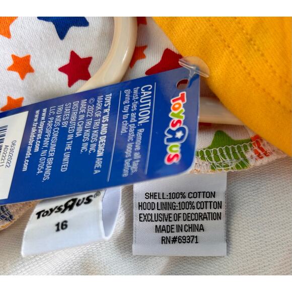 NWT vtg Toys R Us I'm a Toys R Us Kid Pullover Hooded 90s White Yellow Size 16 - Picture 9 of 11